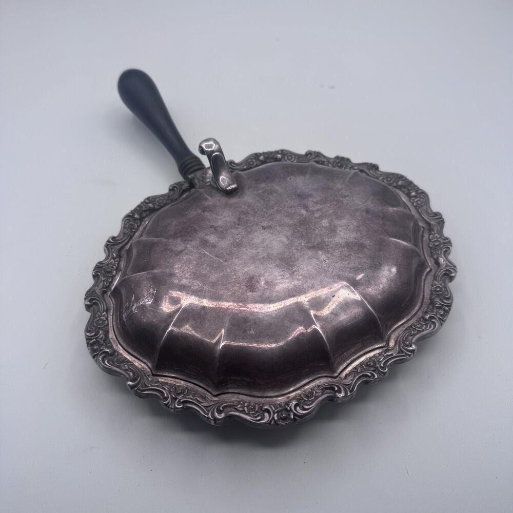 Vintage Silver Plated Silent Butler Crumb Catcher with Black Handle Mid Century